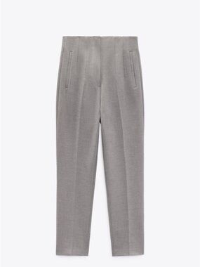 Zara Gray High-Waist Tailored Tapered Pants